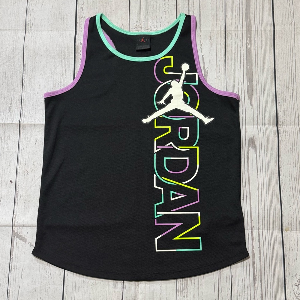 Nike Jordan youth girls XL black logo scoop neck racer back sleeveless tank top